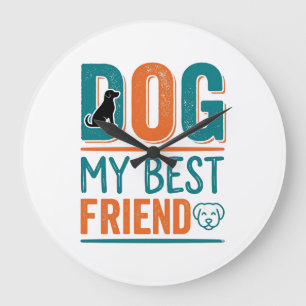 愛犬は最高の友達 レトロな愛犬家Tシャツデザイン_ ラージ壁時計
