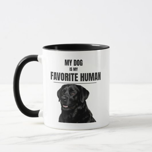 愛犬は最高の家族 – ブラックラブコーヒーマグ マグカップ (左)