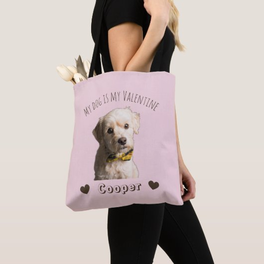 愛犬は私のバレンタイン – オーダーメイドペット トートバッグ (クローズアップ)