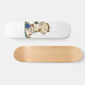 愛犬を抱きしめている少年 |背景色 スケートボード (横)