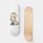 愛犬を抱きしめている少年 |背景色 スケートボード (正面)