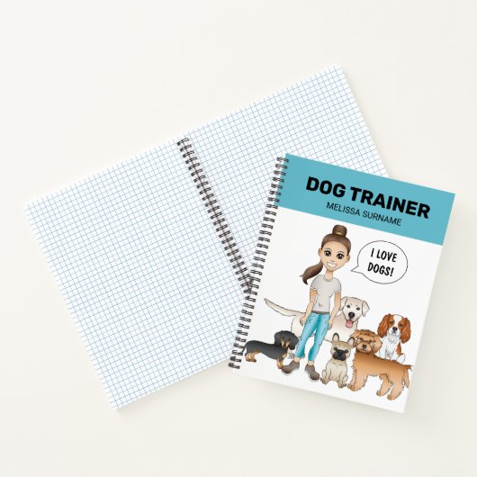愛犬を描いた漫画の女の子のかわいい漫画の犬 ノートブック (内部)