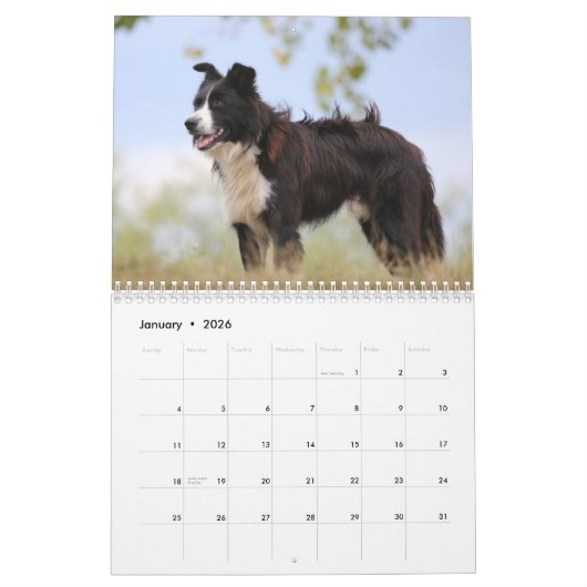 愛犬カスタム写真モダン12ヶ月2026 カレンダー (1月 2026)