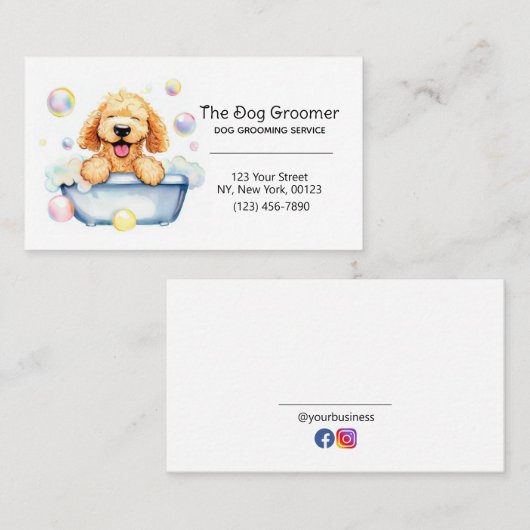 愛犬グルーミングサービスカスタム 名刺 (正面/裏面)