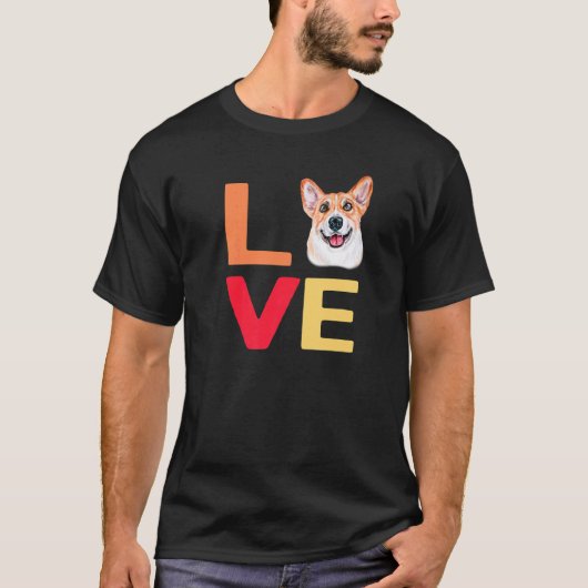 愛犬コーギー プレミアム - 動物と楽しく Tシャツ (正面)