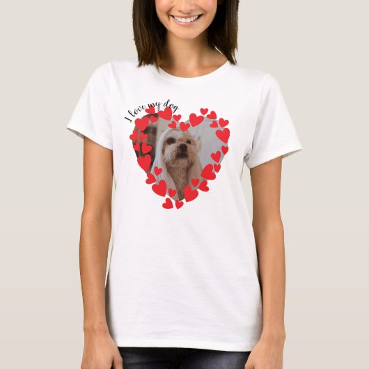 愛犬ハートのフォト Tシャツ (正面)