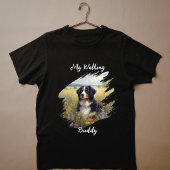 愛犬バーニーズの散歩のお供 ブラック カスタマイズ Tシャツ