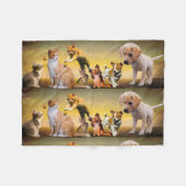 愛犬パターンかわいい品種の子猫 フリースブランケット (正面(横))