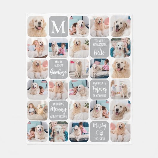 愛犬パーソナライズされた記念カラフル24枚 フリースブランケット (正面)