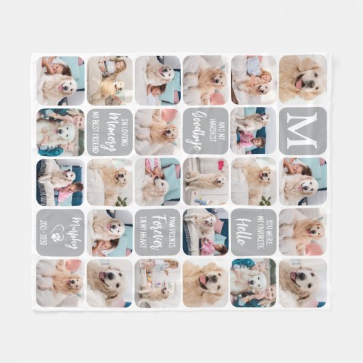 愛犬パーソナライズされた記念カラフル24枚 フリースブランケット (正面(横))
