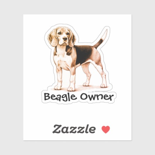 愛犬ビーグル ブラウン 名入れ シール (シート)