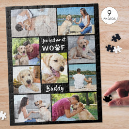 愛犬フォトコラージュ YOU HAD ME AT WOOF 犬の名前 ジグソーパズル
