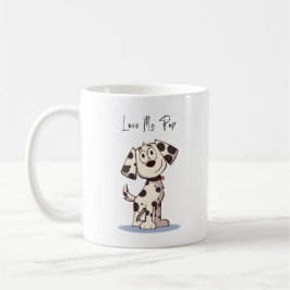 愛犬マグカップ – えんじ色のドットと愛らしい犬のイラスト コーヒーマグカップ