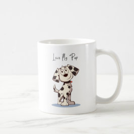 愛犬マグカップ – えんじ色のドットと愛らしい犬のイラスト コーヒーマグカップ