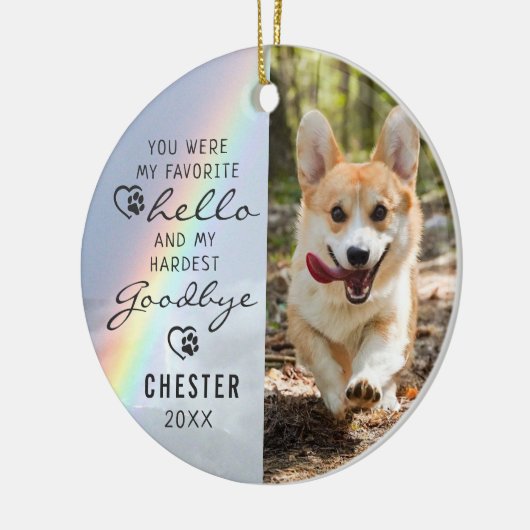 愛犬メモリアルお気に入りのハローフォトレインボー セラミックオーナメント (左)