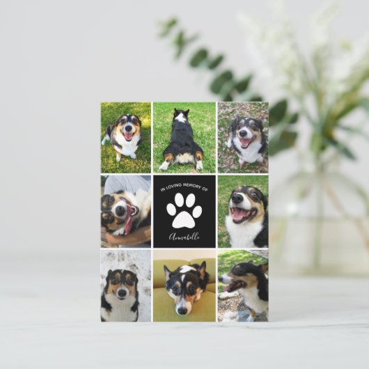 愛犬メモリアルカスタム犬コラージュ 思い出の愛 ポストカード (スタンド正面)