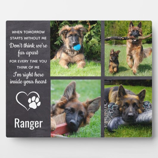 愛犬メモリアルギフト – 犬の悔やみや弔慰ペットの損失写真 フォトプラーク (正面)