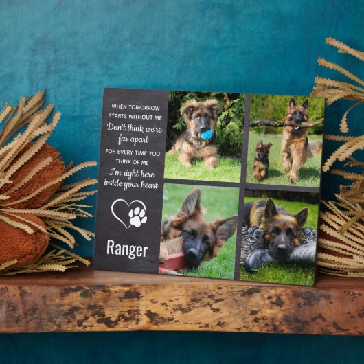 愛犬メモリアルギフト – 犬の悔やみや弔慰ペットの損失写真 フォトプラーク (側面)