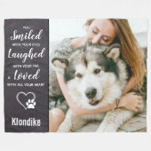 愛犬メモリアル悔やみや弔慰引用文写真 フリースブランケット (正面(横))