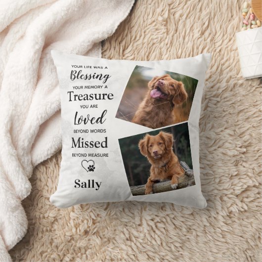 愛犬メモリアル – 悔やみや弔慰引用文犬の写真 クッション (ブランケット)