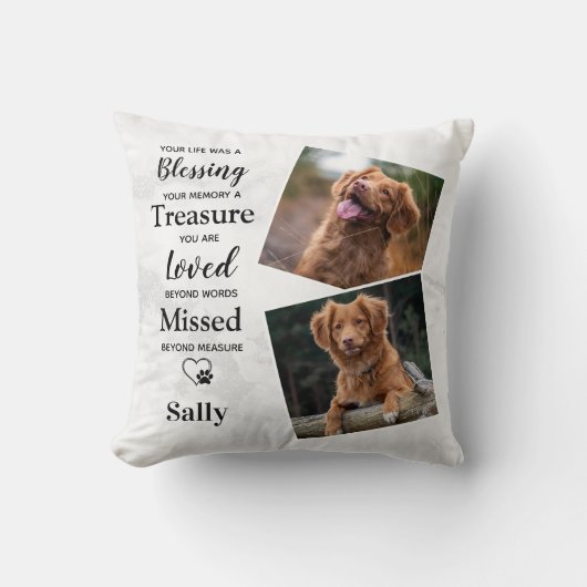 愛犬メモリアル – 悔やみや弔慰引用文犬の写真 クッション (正面)