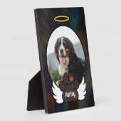 愛犬メモリアル 黒い写真 天使の翼 爪痕 名前追加 犬 フォトプラーク (側面)