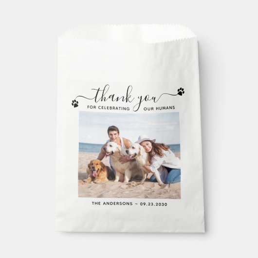 愛犬モダンの愛犬に感謝の写真をパーソナライズ結婚 フェイバーバッグ (正面)