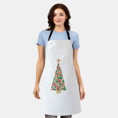愛犬家かわいいおもしろい犬の足のプリントツリーChr エプロン (着用した状態)