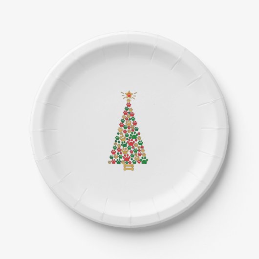 愛犬家かわいいおもしろい犬の足のプリントツリーChr ペーパープレート (正面)