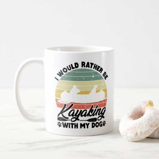 愛犬家とカヤックを楽しみたい人向けの面白いデザイン コーヒーマグカップ (ドーナツ)