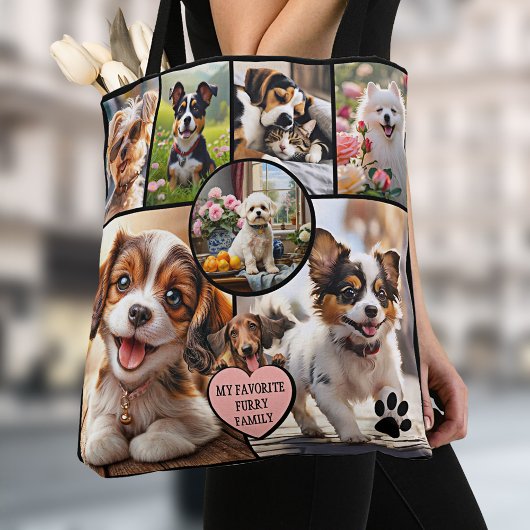 愛犬家のためのおもしろフォトコラージュ トートバッグ