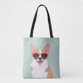 愛犬家のためのかわいい微笑のペンブロークのウェルシュコーギー トートバッグ (正面)