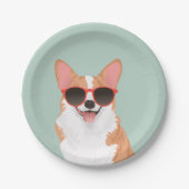 愛犬家のためのかわいい微笑のペンブロークのウェルシュコーギー ペーパープレート (正面)