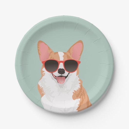 愛犬家のためのかわいい微笑のペンブロークのウェルシュコーギー ペーパープレート (正面)