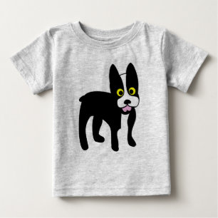 愛犬家のためのかわいい漫画のボストンテリアのワイシャツ ベビーTシャツ