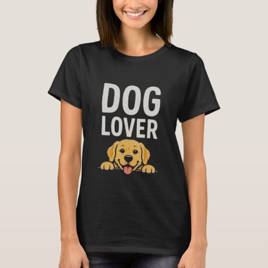 愛犬家のためのかわいい犬のイラストとタイポグラフィーデザイン Tシャツ (正面)