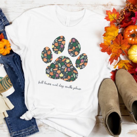 愛犬家のためのキュートな肉球プリントの秋のTシャツ Tシャツ