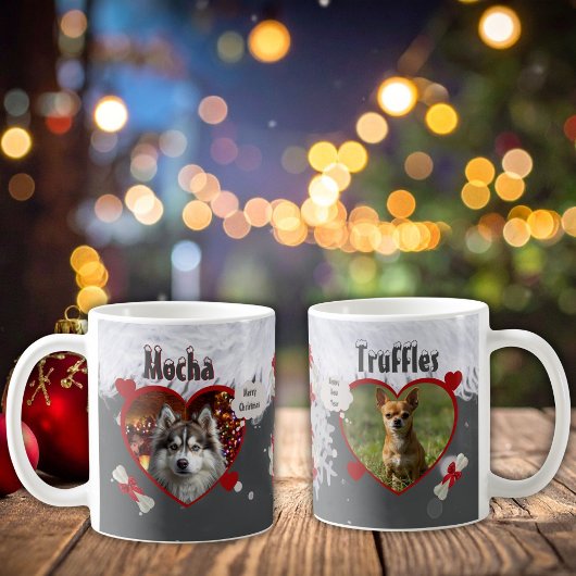 愛犬家のためのクリスマスフォト2枚入りコーヒーマグ コーヒーマグカップ