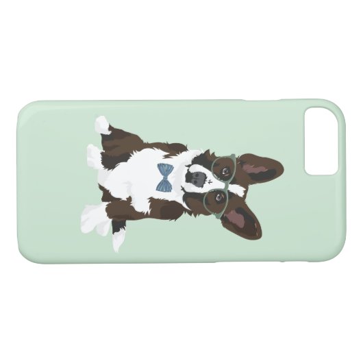 愛犬家のためのクールなヒップスターのカーディガンのウェルシュコーギー Case-Mate iPhoneケース (裏面(横))