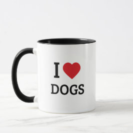 愛犬家のためのシンプルでかわいいデザイン「I Heart Dogs」 マグカップ