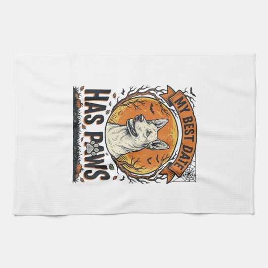 愛犬家のためのハロウィンドッグTシャツ キッチンタオル (横)