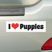 愛犬家のためのハートの仔犬デザイン バンパーステッカー (車上)