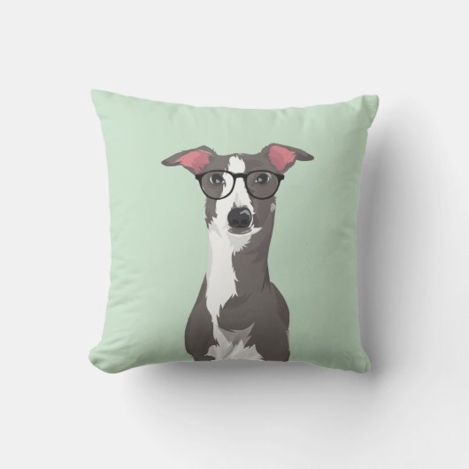 愛犬家のためのヒップスターのイタリアン・グレーハウンド犬 クッション (正面)