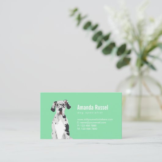 愛犬家のためのヒップスターのグレートデーン 名刺 (スタンド正面)