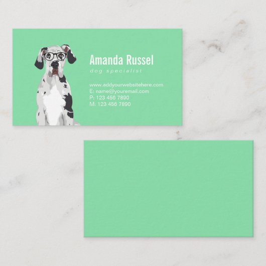 愛犬家のためのヒップスターのグレートデーン 名刺 (正面/裏面)