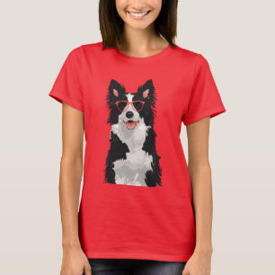 愛犬家のためのヒップスターのボーダーコリーのTシャツ Tシャツ