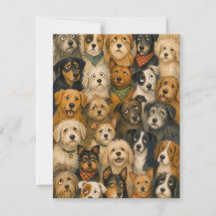 愛犬家のための遊び心あふれる犬の群れのノートカード