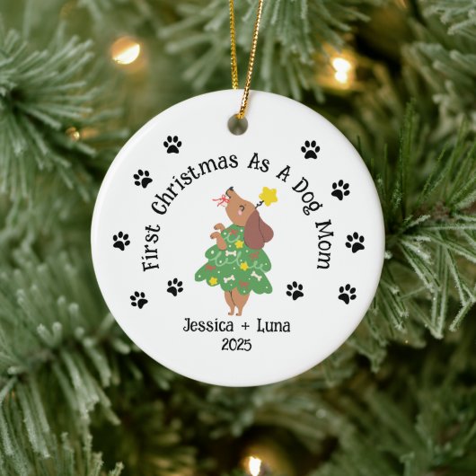 愛犬家のクリスマスオーナメント - ペットの親 セラミックオーナメント (ツリー)