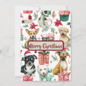 愛犬家のクリスマスカード - 魔法の水彩画で祝福を シーズンカード (正面)