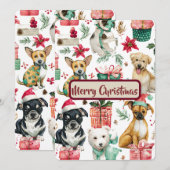愛犬家のクリスマスカード - 魔法の水彩画で祝福を シーズンカード (正面/裏面)